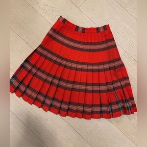 Vintage 1960s Red Plaid Tartan Skirt, Vintage 60s A-Line Pleated Wool Skirt USA